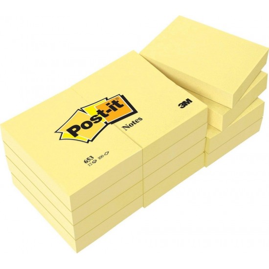 3M Postit Notes 653CY (1.5" x 2") 12'S